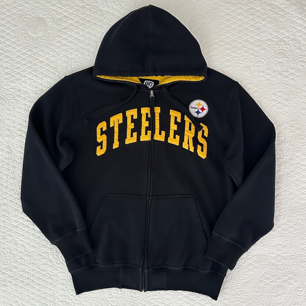Hands High Pittsburgh Steelers NFL Full Zip Up Hoodie Sweatshirt Size Large